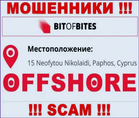 Организация Бит ОфБитес указывает на сайте, что расположены они в оффшоре, по адресу: 15 Неофутою Николаиди, Пафос, Кипр