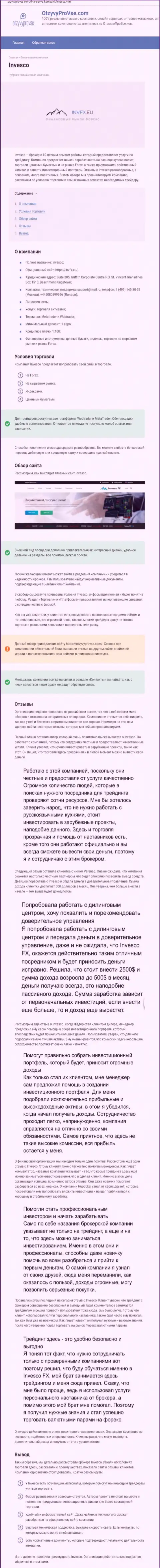 Веб-портал ОтзывыПроВсе Ком представил свое мнение о Форекс брокере ИНВФХ