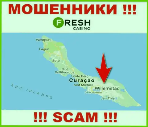 Curaçao - именно здесь, в офшоре, базируются интернет аферисты ФрешКазино