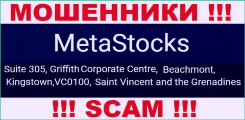 На официальном сайте MetaStocks Co Uk приведен адрес регистрации указанной конторе - Suite 305, Griffith Corporate Centre, Beachmont, Kingstown, VC0100, Saint Vincent and the Grenadines (оффшор)