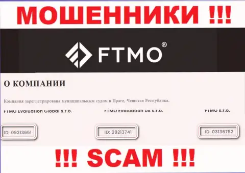 Организация FTMO указала свой номер регистрации у себя на официальном интернет-ресурсе - 09213741
