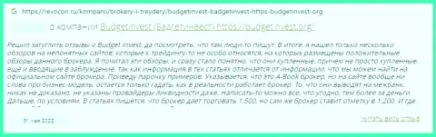 Автор объективного отзыва пишет, что BudgetInvest - ШУЛЕРА !!! Взаимодействовать с которыми весьма опасно