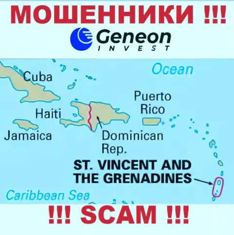 Генеон Инвест имеют регистрацию на территории - St. Vincent and the Grenadines, избегайте взаимодействия с ними