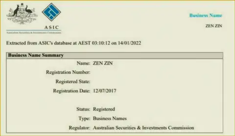 Регистрация брокерской компании Zinnera австралийским финансовым регулятором