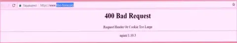 Официальный веб-сервис форекс дилера Фибо Груп несколько дней недоступен и выдает - 400 Bad Request (ошибка)
