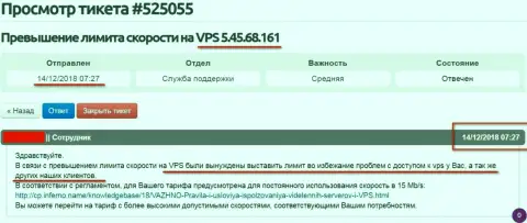 Хостинг-провайдер сообщил, что VPS сервера, где хостился интернет-сайт ffin.xyz ограничен в скорости