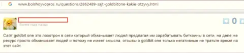 GoldBit One - ВОРЮГИ !!! Будьте осторожны перечисляя им свои собственные деньги (отзыв)