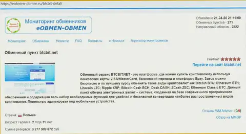 Информация об компании БТЦБИТ на онлайн портале Еобмен Обмен Ру